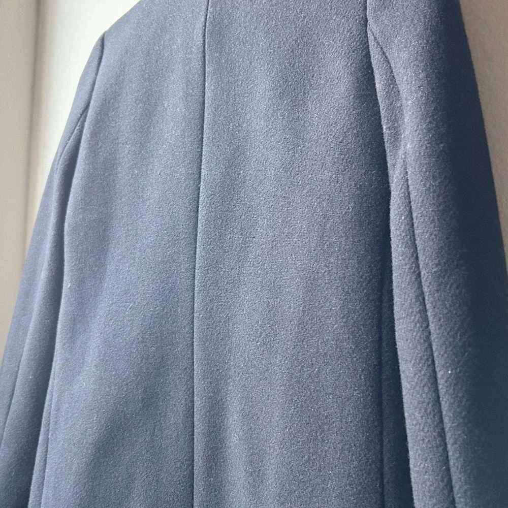 J.Crew Black Lodge Coat in Italian Stadium-Cloth Wool Sz 0